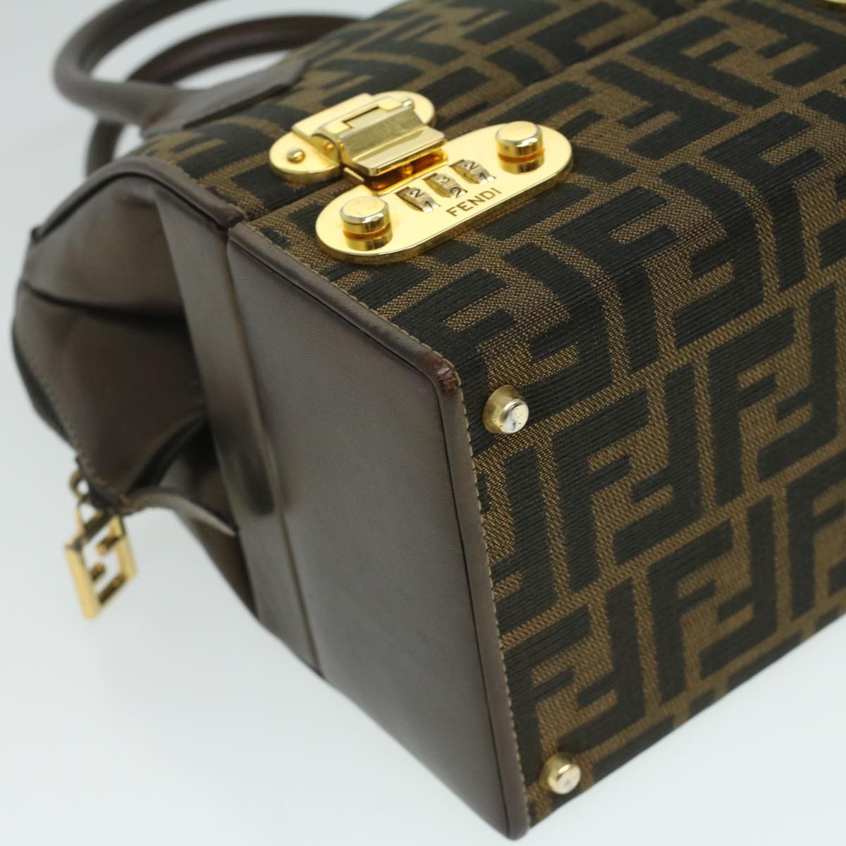 FENDI Zucca Canvas Hand Bag 2way Brown Black am3888A