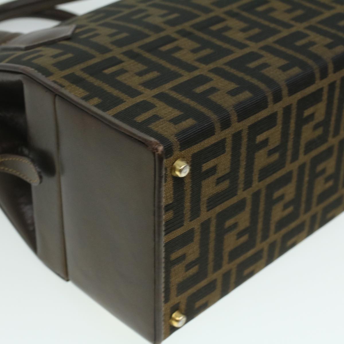 FENDI Zucca Canvas Hand Bag 2way Brown Black am3888A
