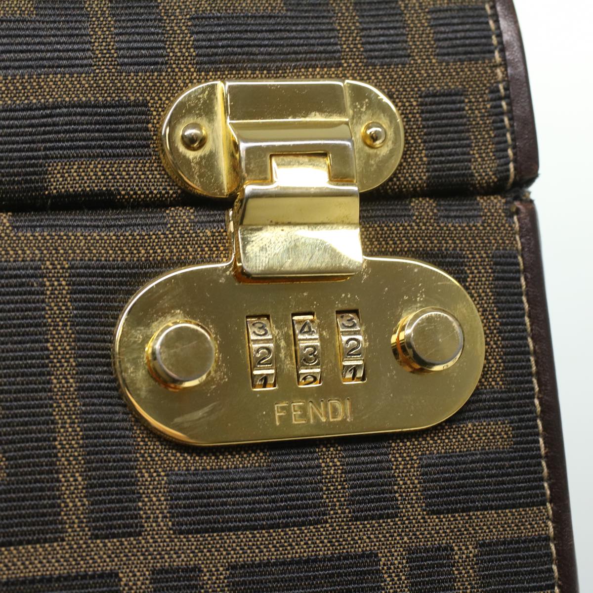 FENDI Zucca Canvas Hand Bag 2way Brown Black am3888A