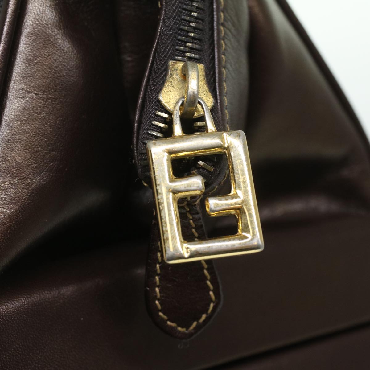 FENDI Zucca Canvas Hand Bag 2way Brown Black am3888A