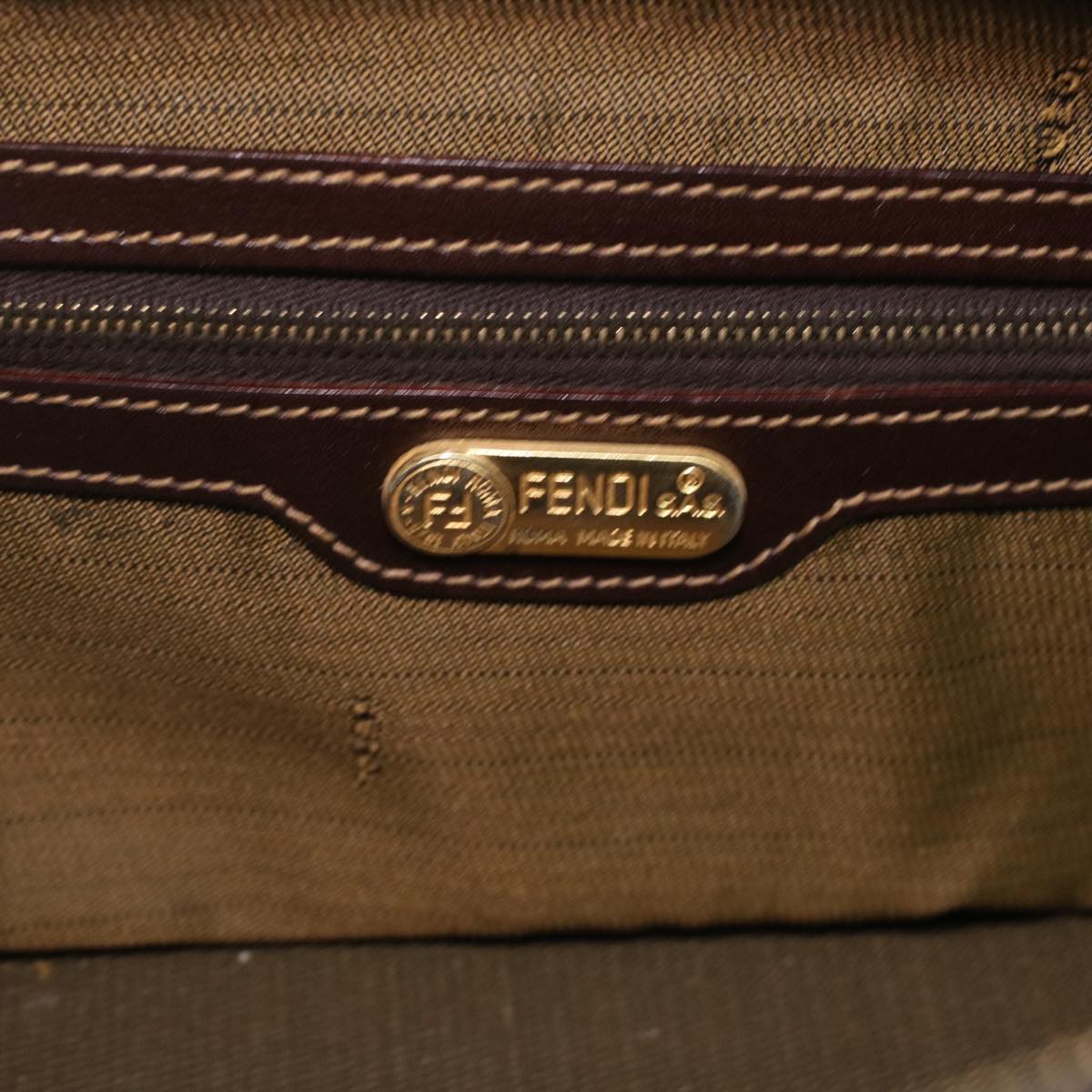 FENDI Zucca Canvas Hand Bag 2way Brown Black am3888A