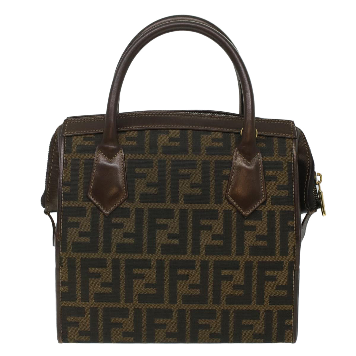 FENDI Zucca Canvas Hand Bag 2way Brown Black am3888A