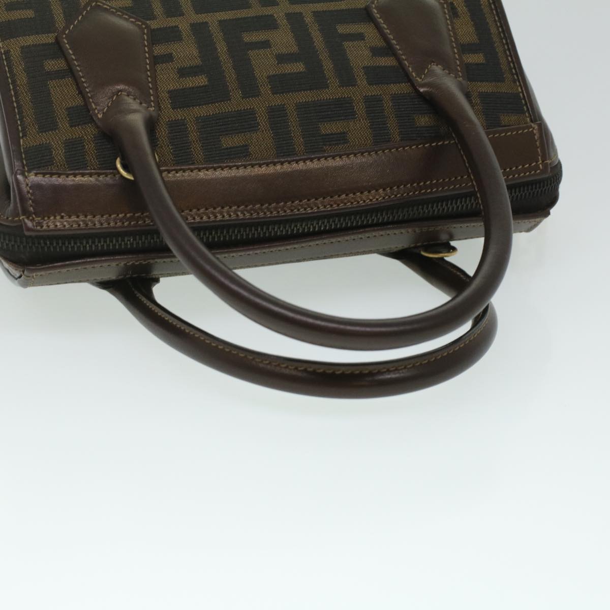 FENDI Zucca Canvas Hand Bag 2way Brown Black am3888A