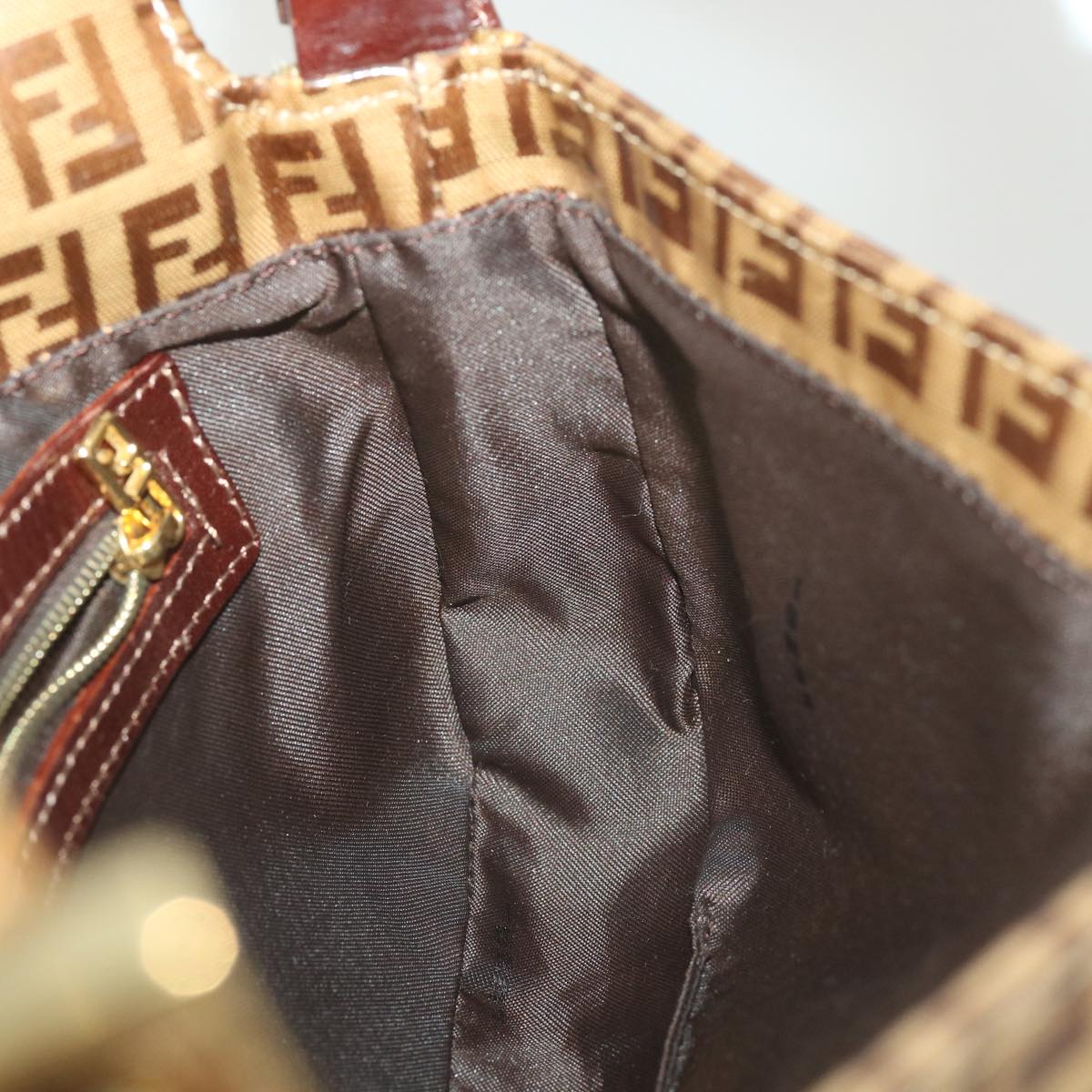 FENDI Mamma Baguette Zucchino Shoulder Bag Coated Canvas Brown am3912