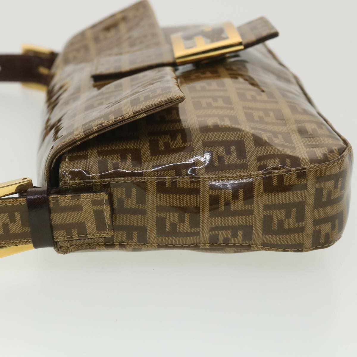 FENDI Mamma Baguette Zucchino Shoulder Bag Coated Canvas Brown am3912