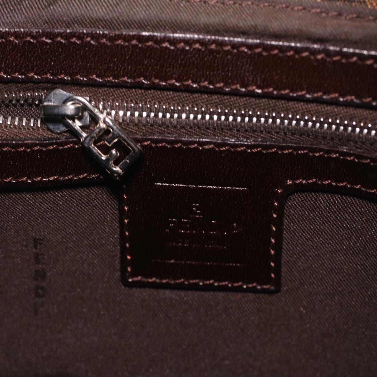 FENDI Zucca Canvas Mamma Baguette Shoulder Bag Nylon Brown Black am3962