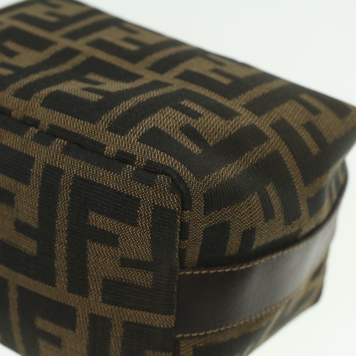 FENDI Zucca Canvas hand Pouch Nylon Brown Black am3972