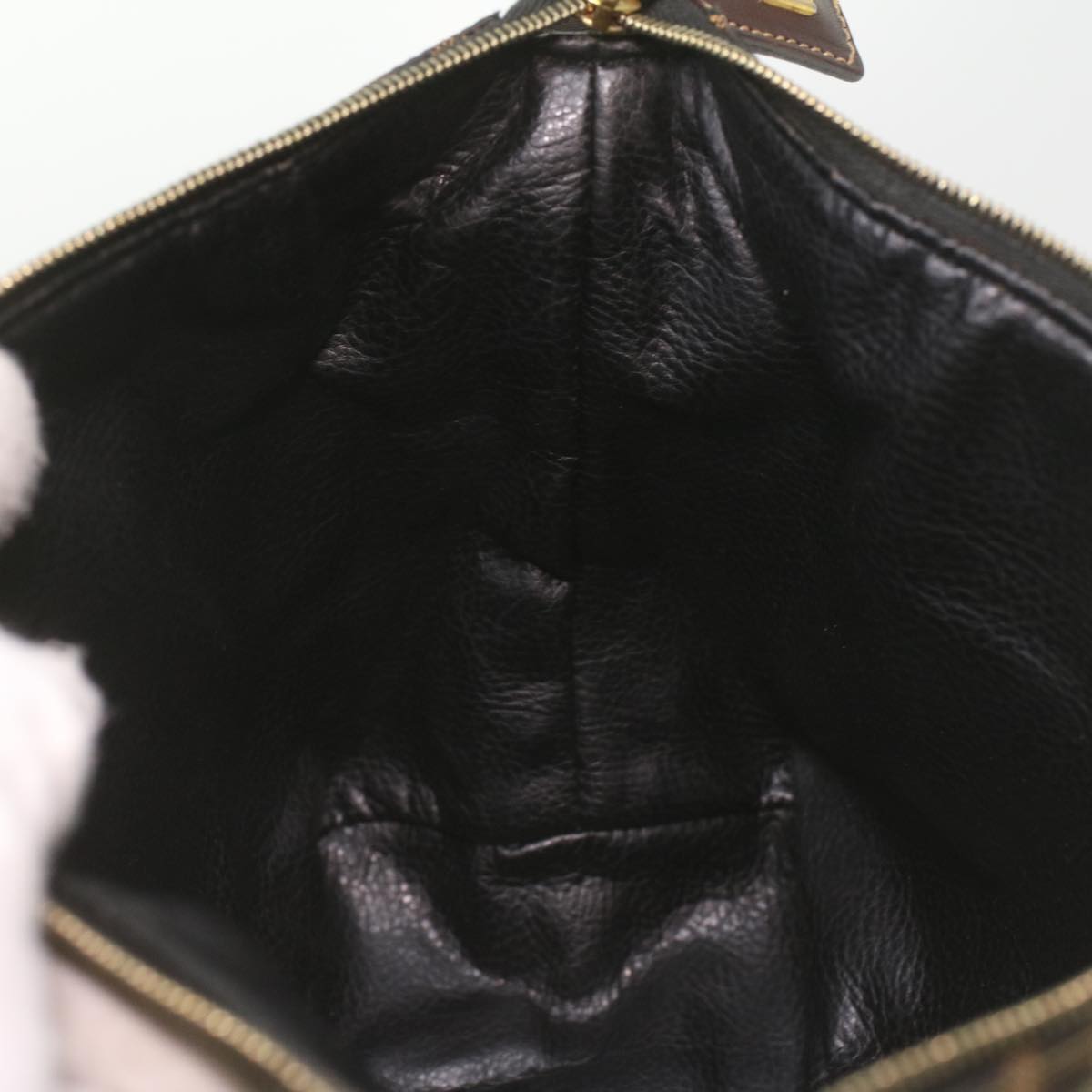 FENDI Zucca Canvas hand Pouch Nylon Brown Black am3972