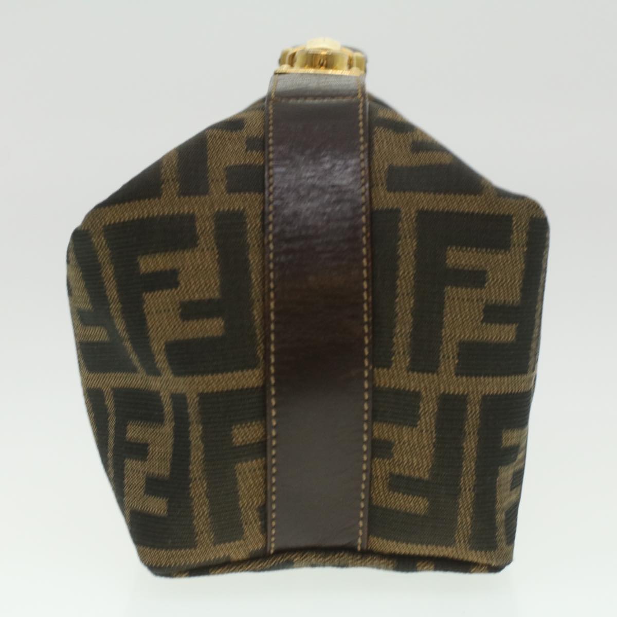 FENDI Zucca Canvas hand Pouch Nylon Brown Black am3972