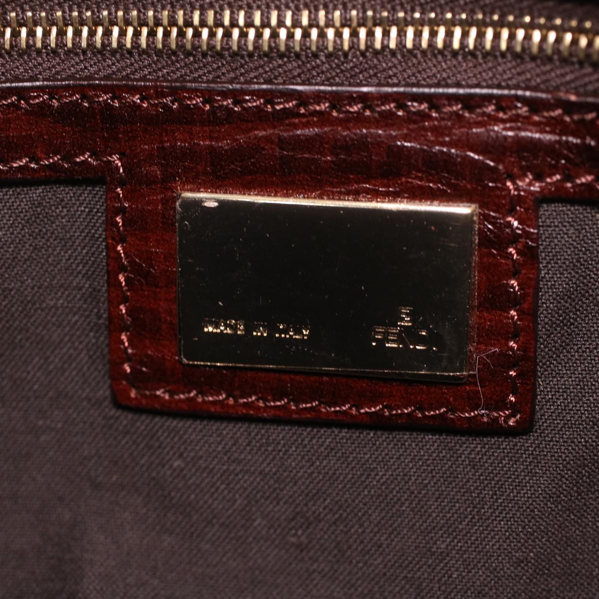 FENDI Zucca Canvas Mamma Baguette Shoulder Bag Nylon Brown Black am3973