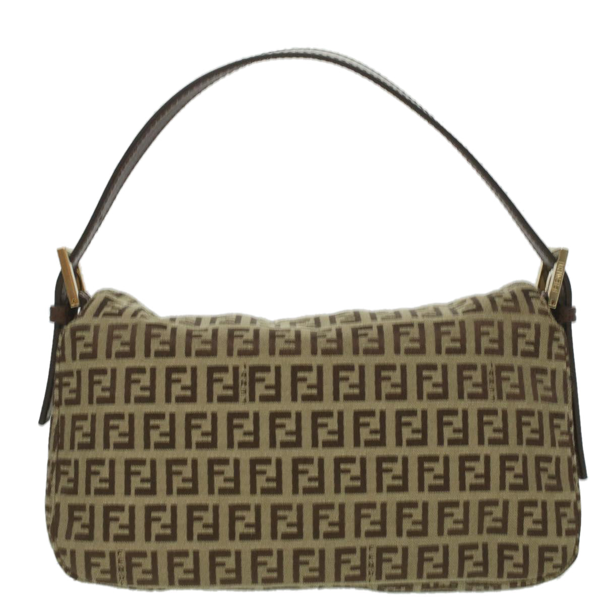 FENDI Zucca Canvas Mamma Baguette Shoulder Bag Nylon Brown Black am3973