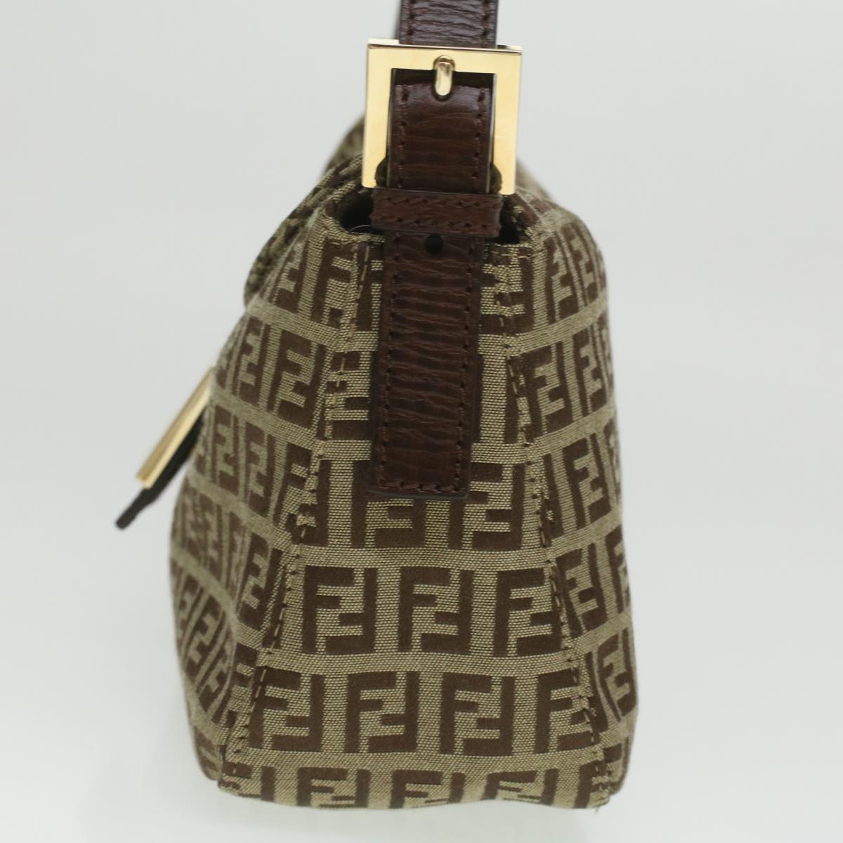FENDI Zucca Canvas Mamma Baguette Shoulder Bag Nylon Brown Black am3973