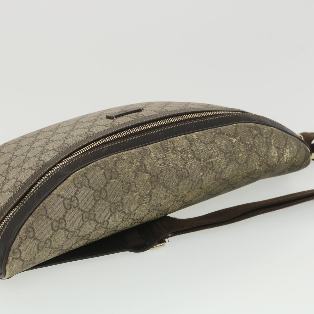 GUCCI GG Canvas Waist Bag PVC Leather Beige 211110 am3994