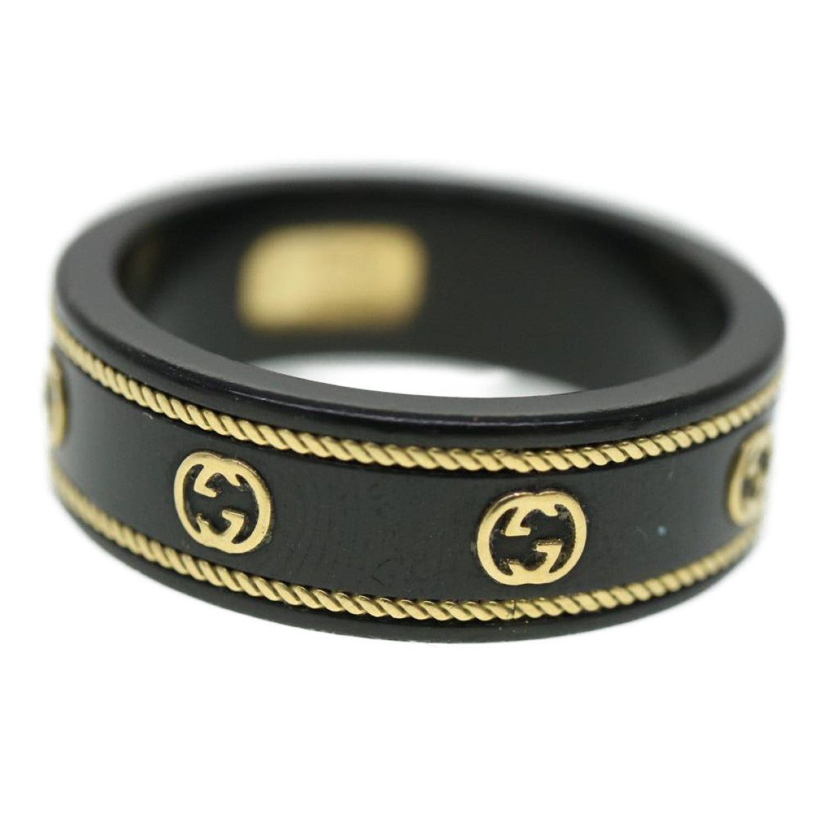 GUCCI Interlocking YG ring 18K Ring Black 606826 am3996