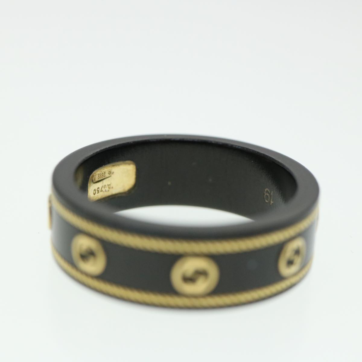 GUCCI Interlocking YG ring 18K Ring Black 606826 am3996