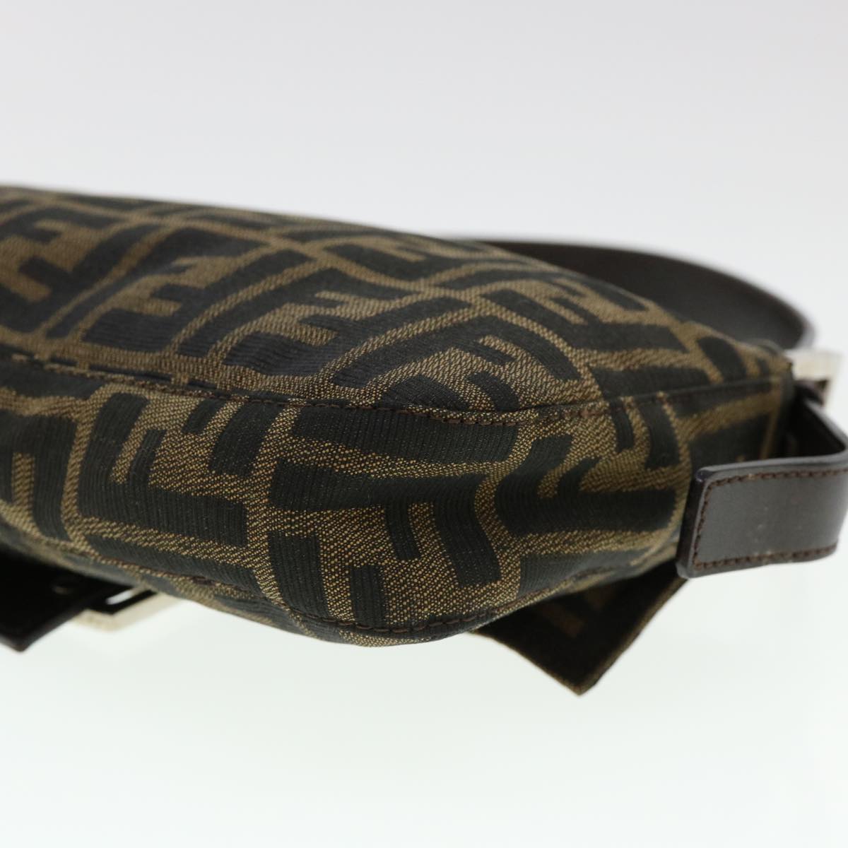 FENDI Zucca Canvas Mamma Baguette Shoulder Bag Brown Black 232126424 am4025