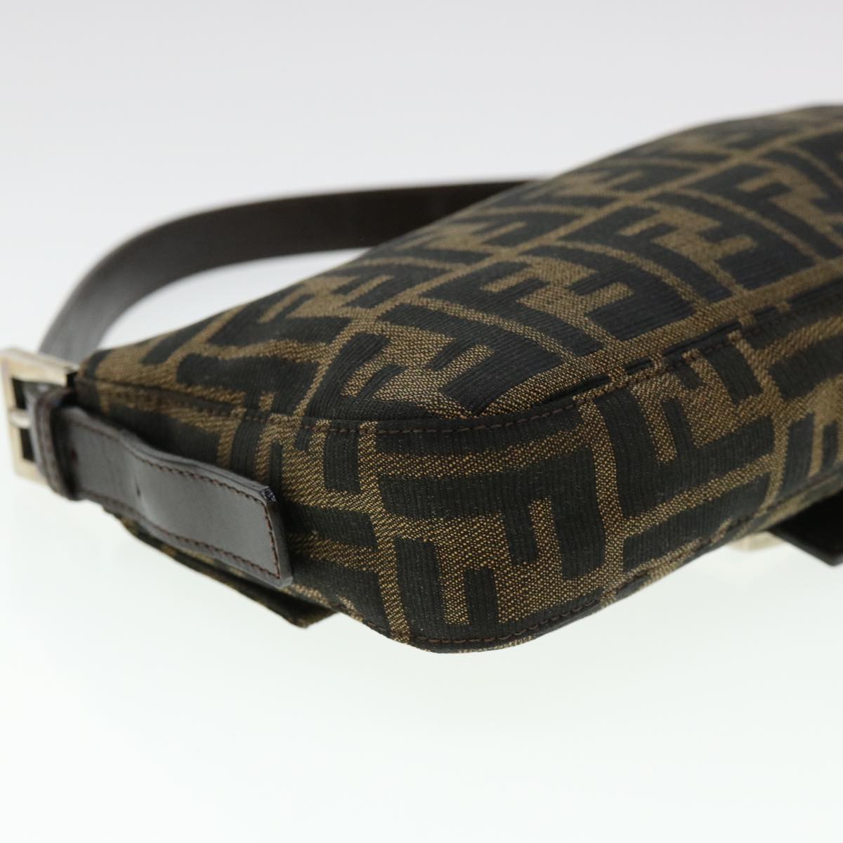FENDI Zucca Canvas Mamma Baguette Shoulder Bag Brown Black 232126424 am4025