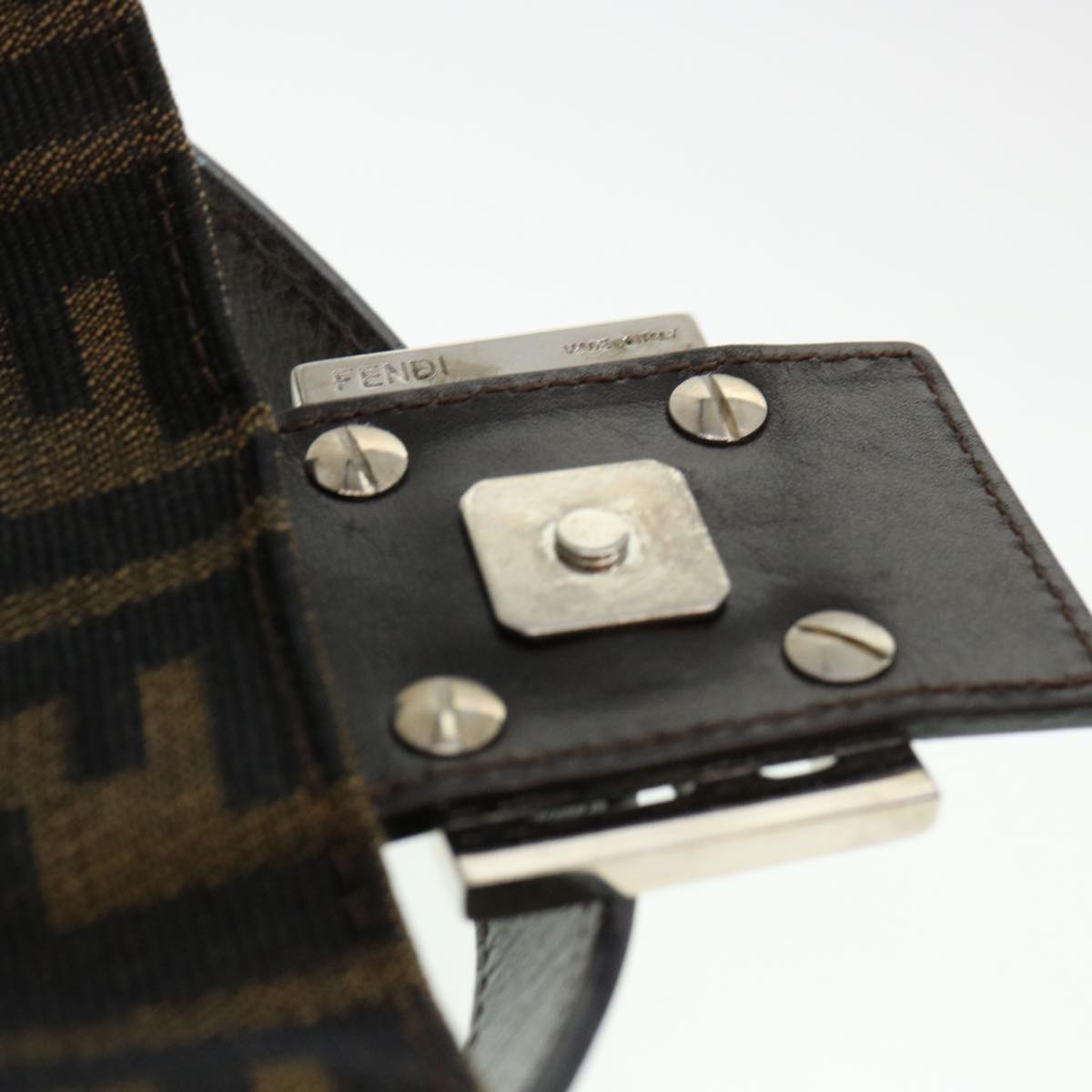 FENDI Zucca Canvas Mamma Baguette Shoulder Bag Brown Black 232126424 am4025