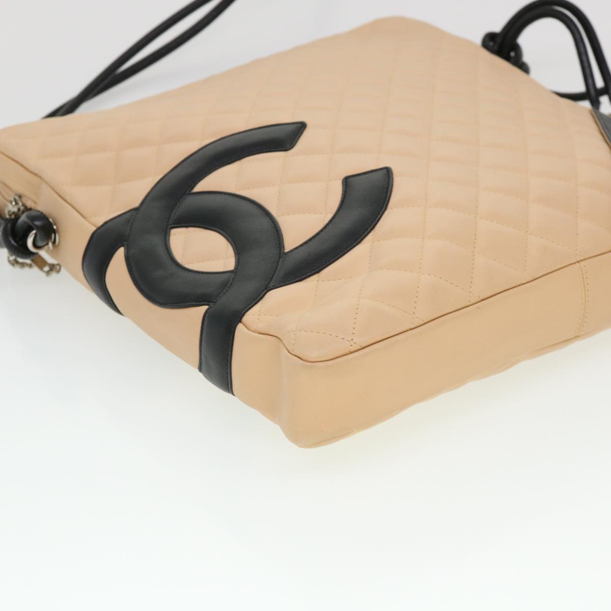 CHANEL Cambon Line Shoulder Bag Caviar Skin Beige CC am4027