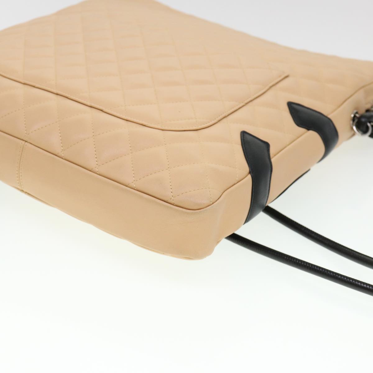 CHANEL Cambon Line Shoulder Bag Caviar Skin Beige CC am4027