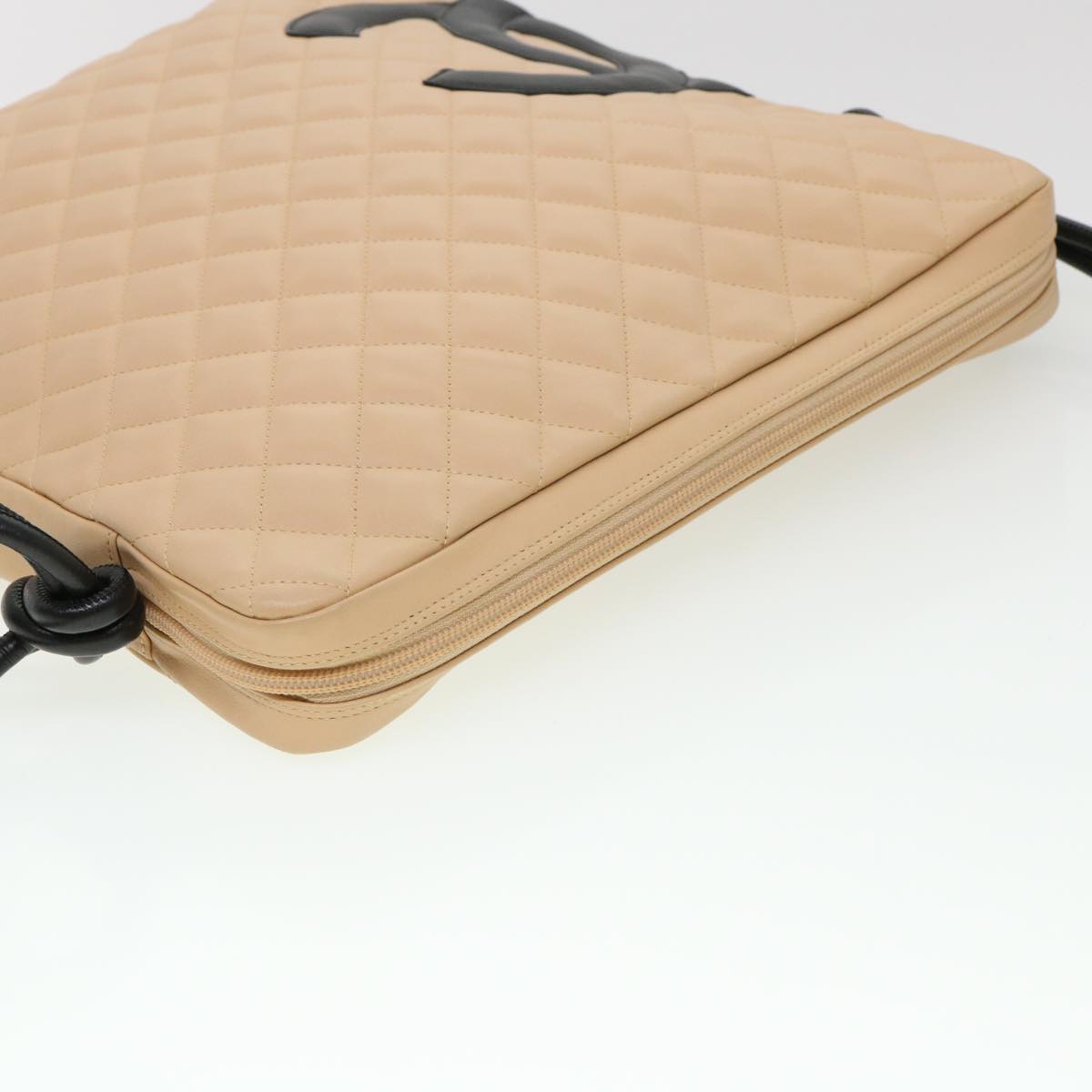 CHANEL Cambon Line Shoulder Bag Caviar Skin Beige CC am4027