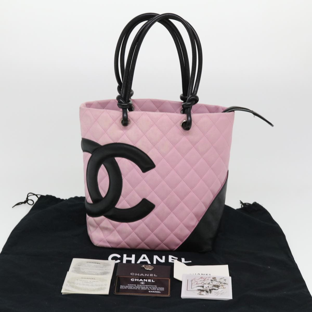 CHANEL Cambon Line Shoulder Bag Caviar Skin Pink CC am4029A
