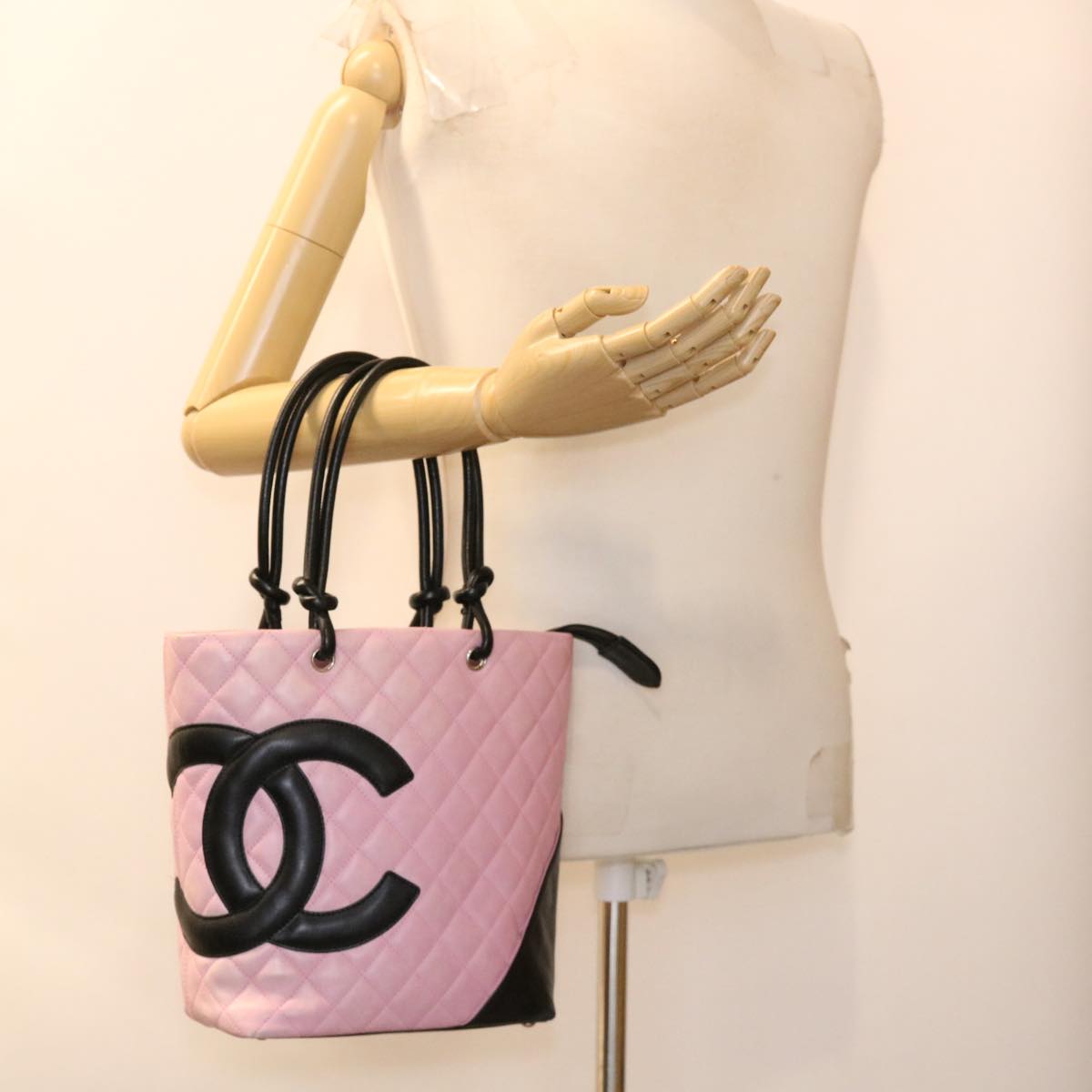 CHANEL Cambon Line Shoulder Bag Caviar Skin Pink CC am4029A