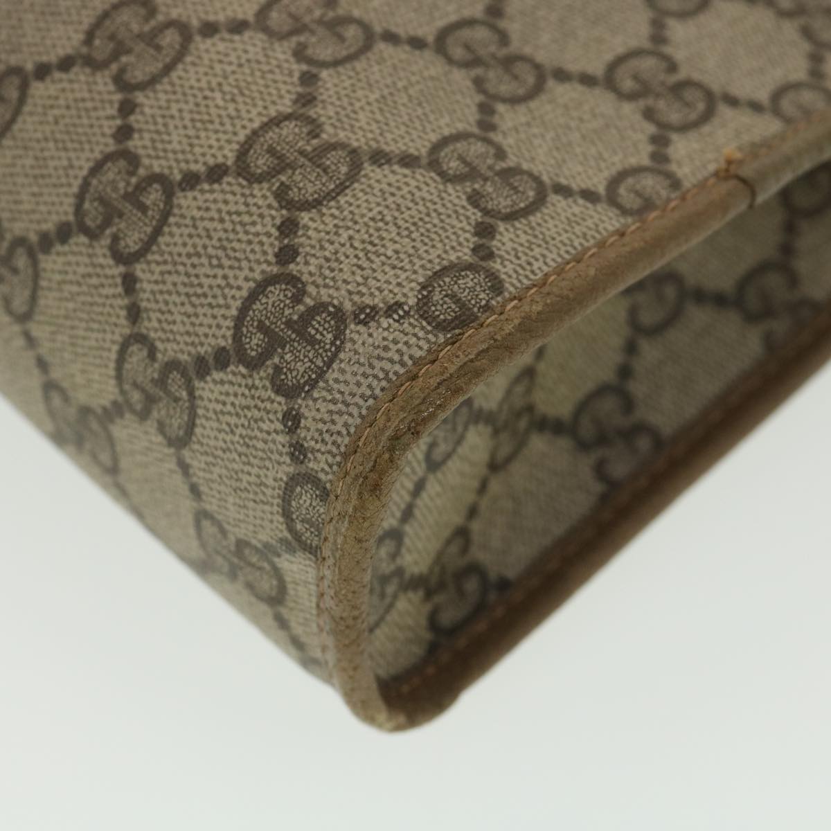 GUCCI GG Canvas Clutch Bag PVC Leather Beige 97.01.038 am4070