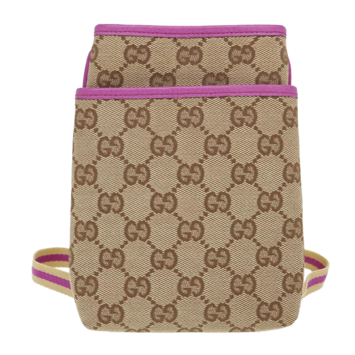 GUCCI GG Canvas Sherry Line Shoulder Bag Beige Pink 141863 am4134