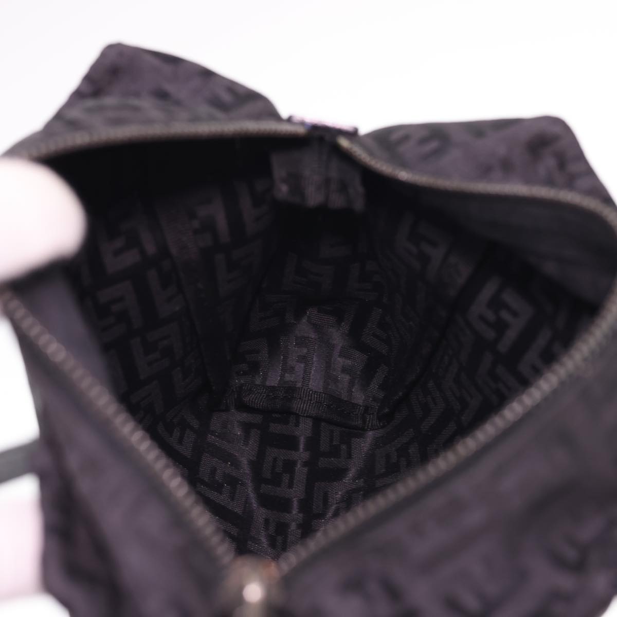 FENDI Zucchino Canvas Hand Bag Black am4149