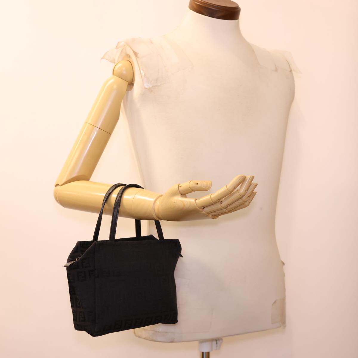 FENDI Zucchino Canvas Hand Bag Black am4149