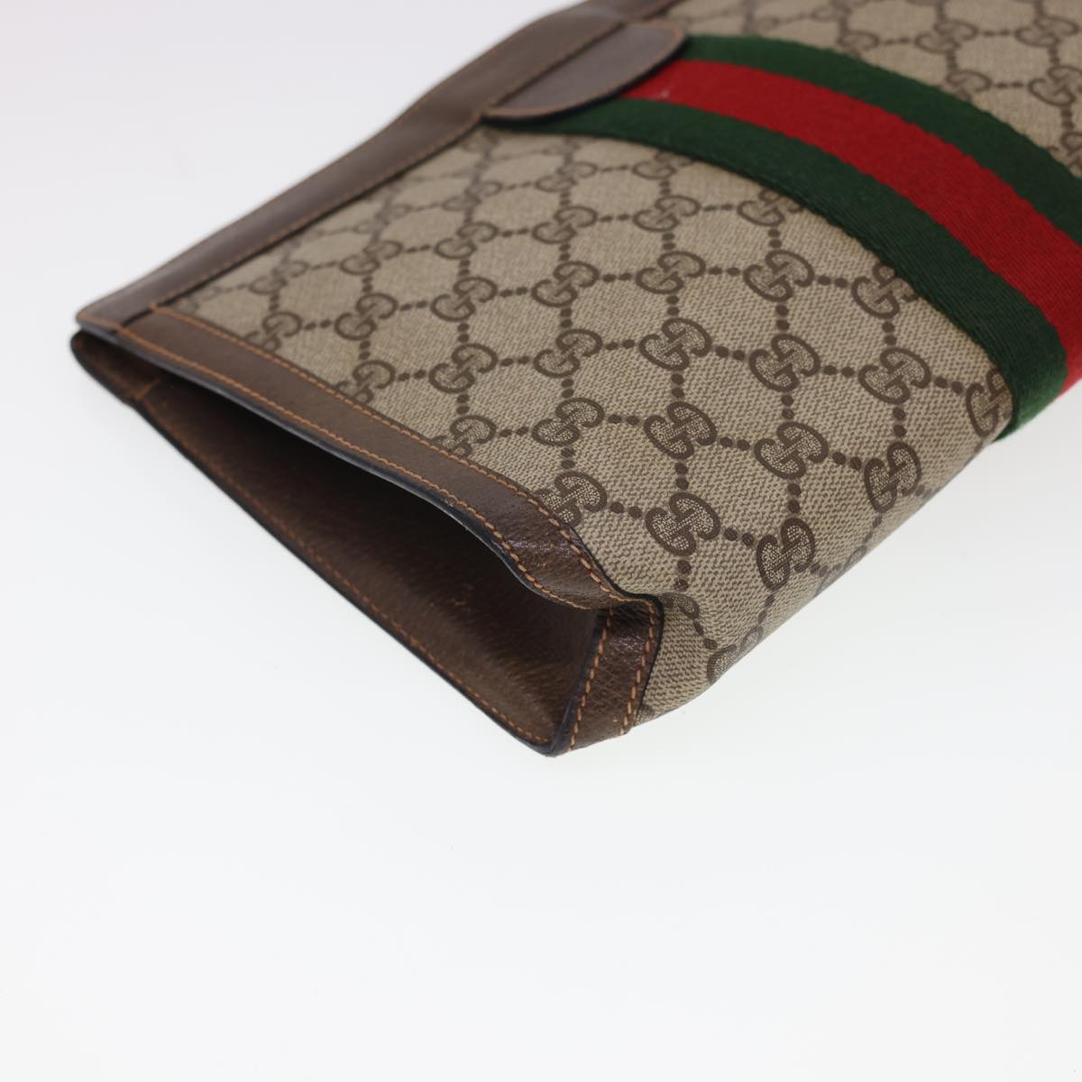 GUCCI GG Canvas Web Sherry Line Clutch Bag Beige Red Green 8901002 am4170
