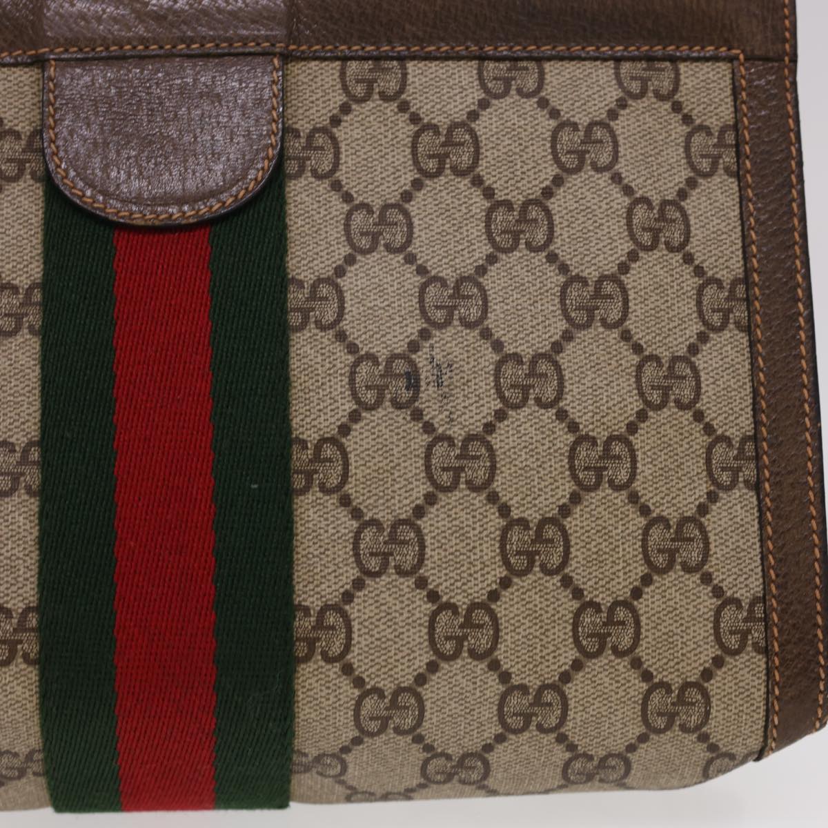 GUCCI GG Canvas Web Sherry Line Clutch Bag Beige Red Green 8901002 am4170