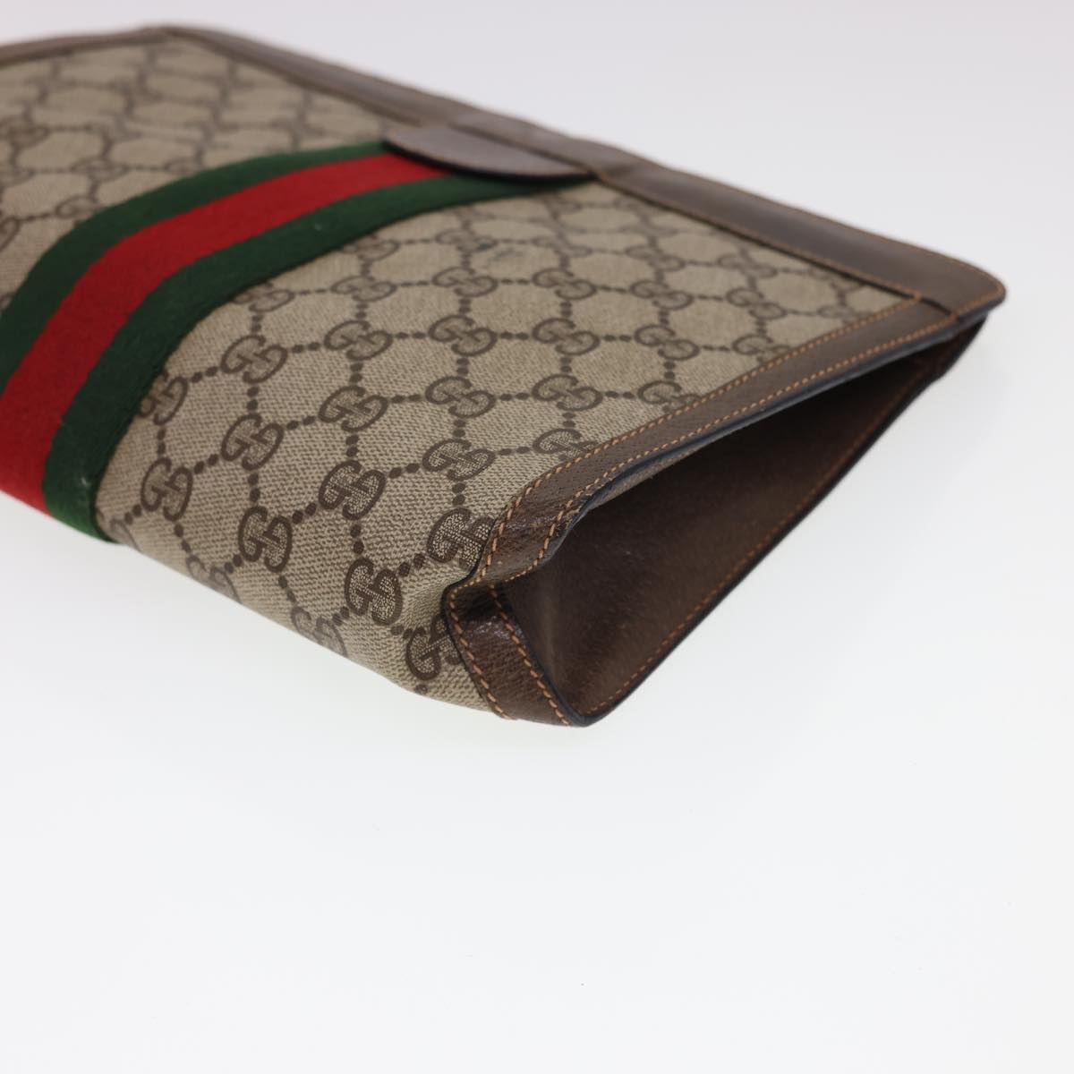 GUCCI GG Canvas Web Sherry Line Clutch Bag Beige Red Green 8901002 am4170