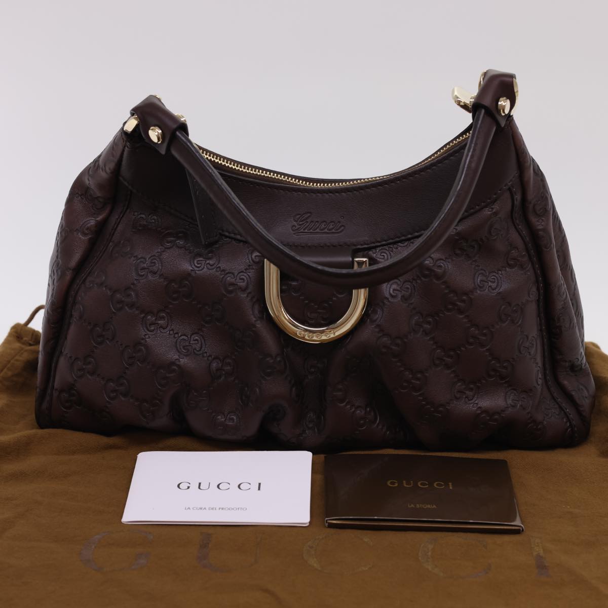 GUCCI Guccissima GG Canvas Shoulder Bag Brown 190525 am4182