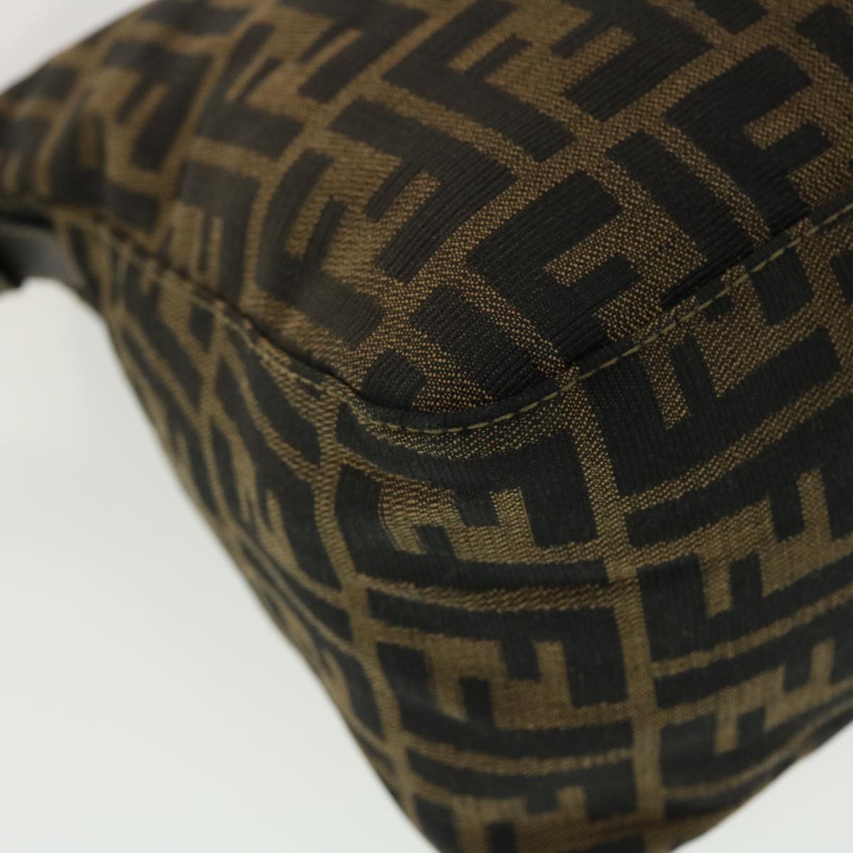 FENDI Zucca Canvas Mamma Baguette Shoulder Bag Nylon Brown Black am4225