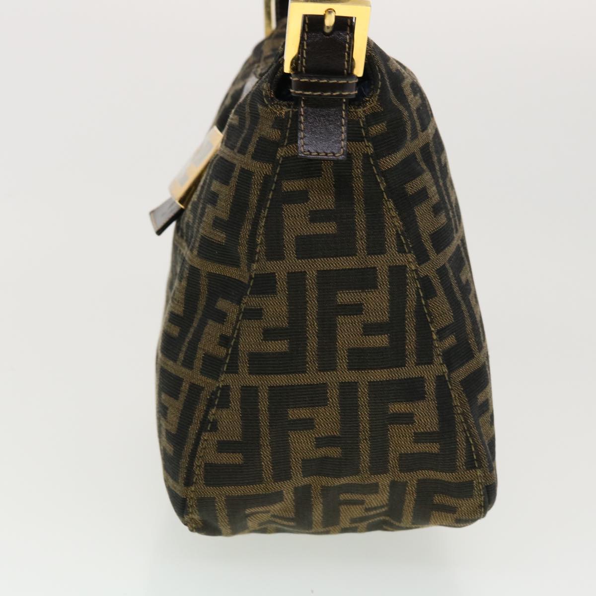 FENDI Zucca Canvas Mamma Baguette Shoulder Bag Nylon Brown Black am4225