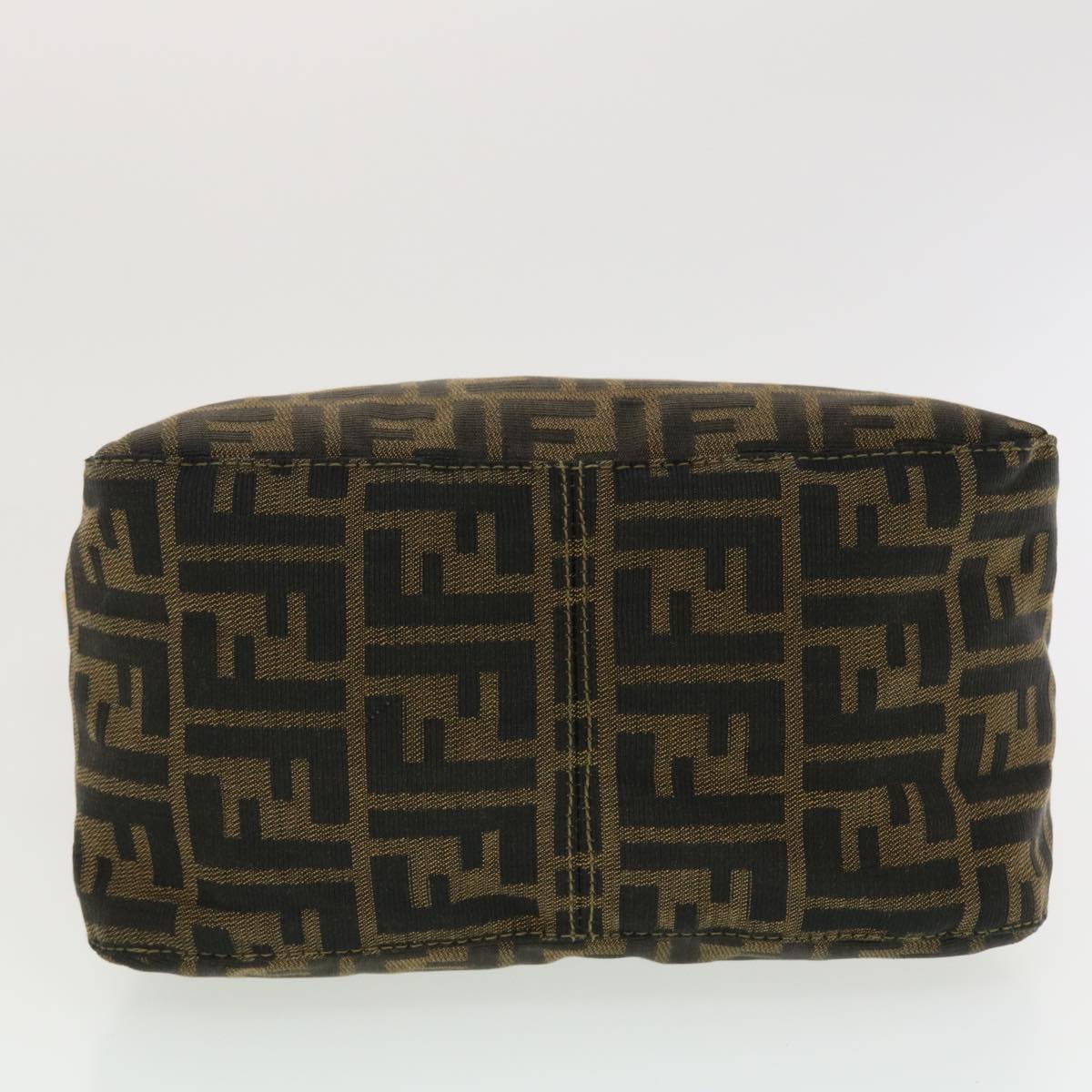 FENDI Zucca Canvas Mamma Baguette Shoulder Bag Nylon Brown Black am4225