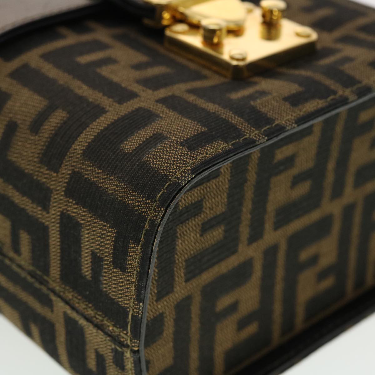 FENDI Zucca Canvas Hand Bag Nylon 2way Brown Black am4252