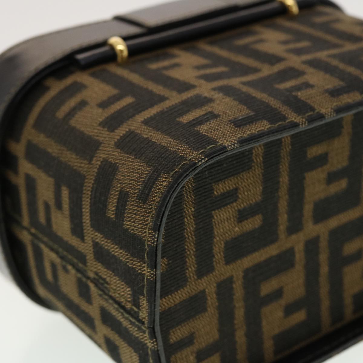 FENDI Zucca Canvas Hand Bag Nylon 2way Brown Black am4252A