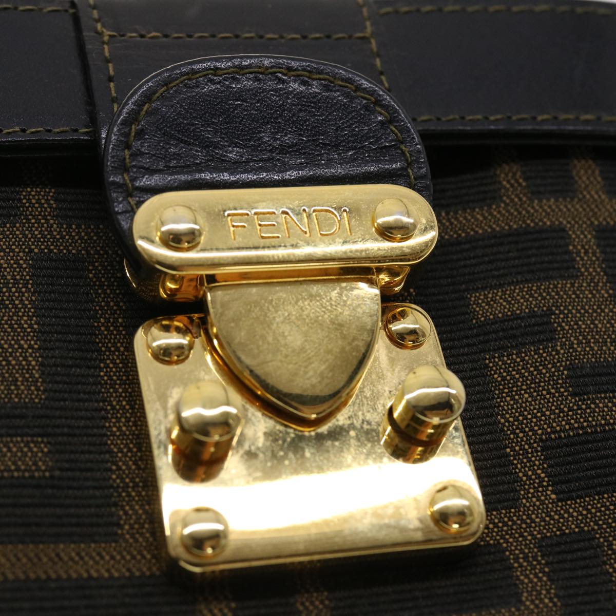 FENDI Zucca Canvas Hand Bag Nylon 2way Brown Black am4252