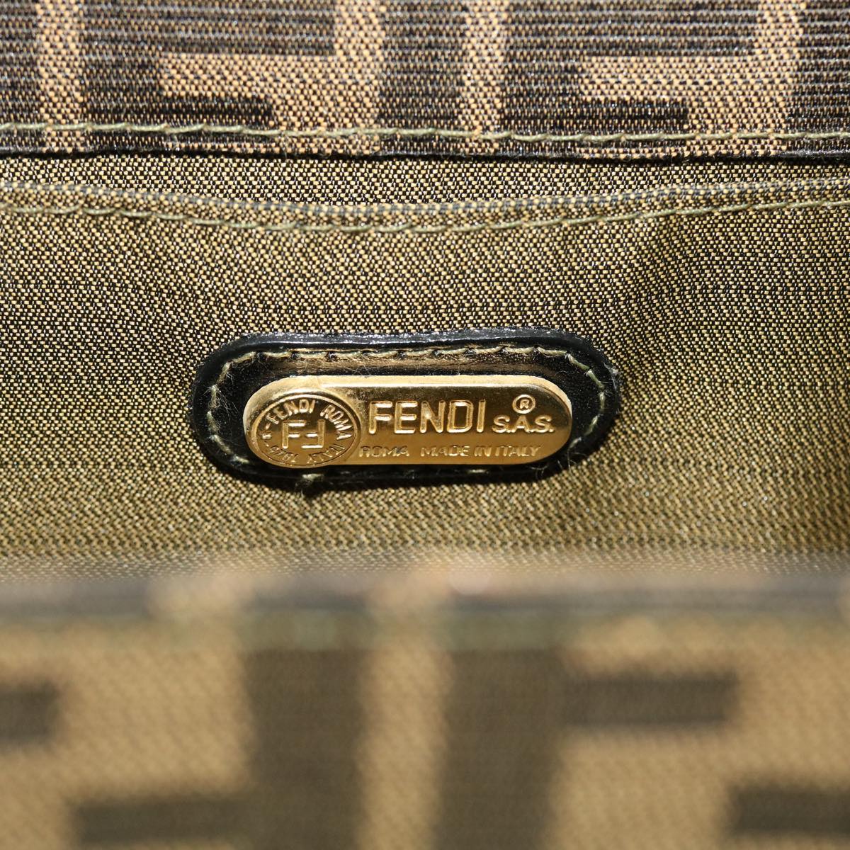 FENDI Zucca Canvas Hand Bag Nylon 2way Brown Black am4252A