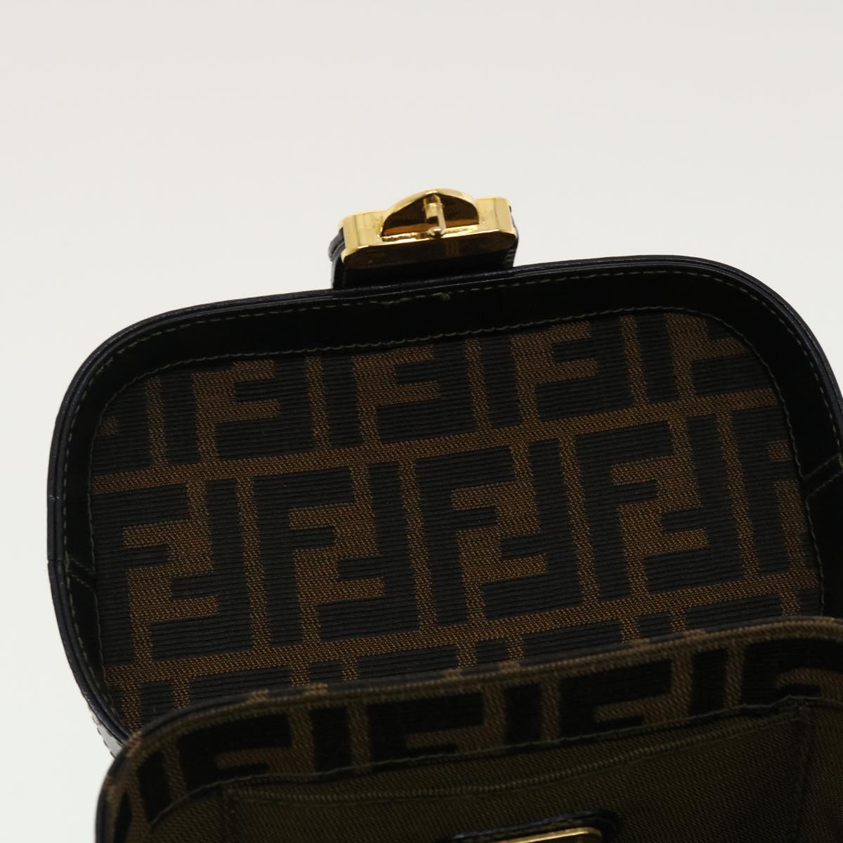 FENDI Zucca Canvas Hand Bag Nylon 2way Brown Black am4252