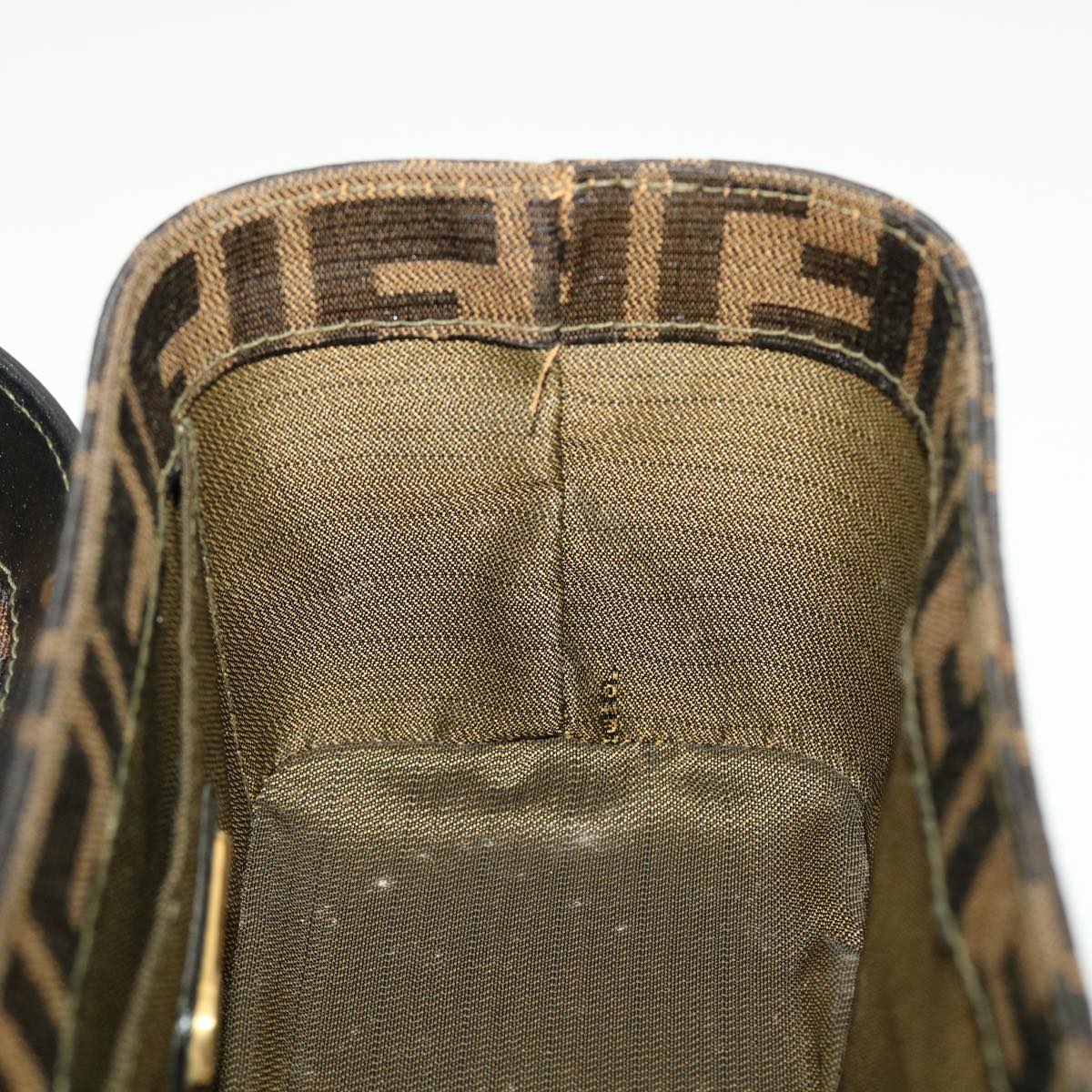 FENDI Zucca Canvas Hand Bag Nylon 2way Brown Black am4252A