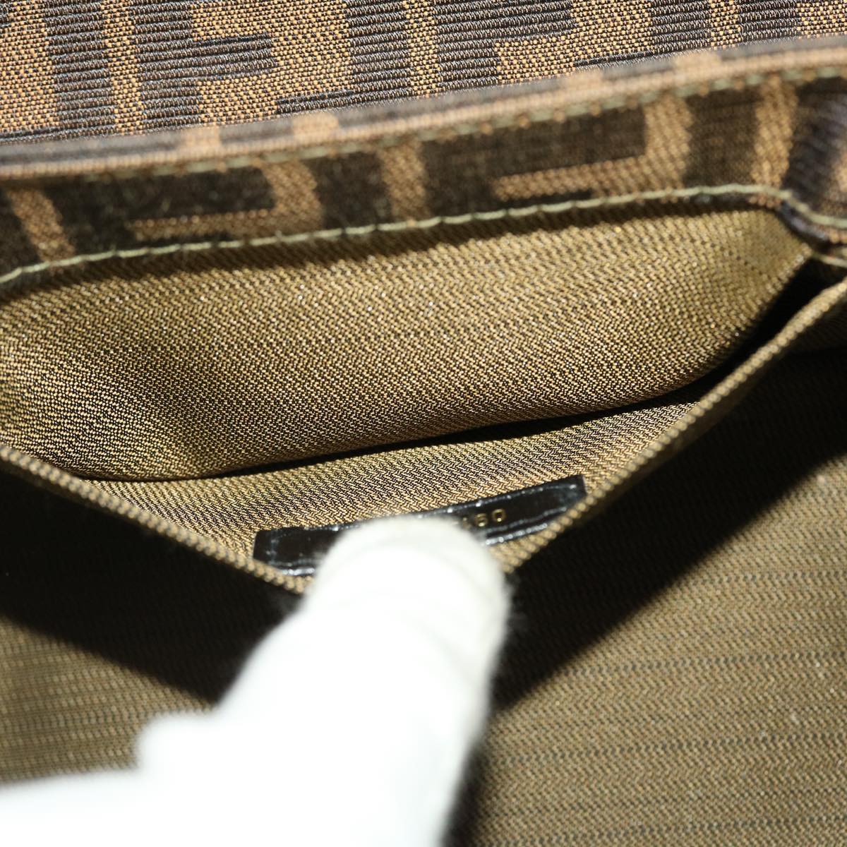 FENDI Zucca Canvas Hand Bag Nylon 2way Brown Black am4252A