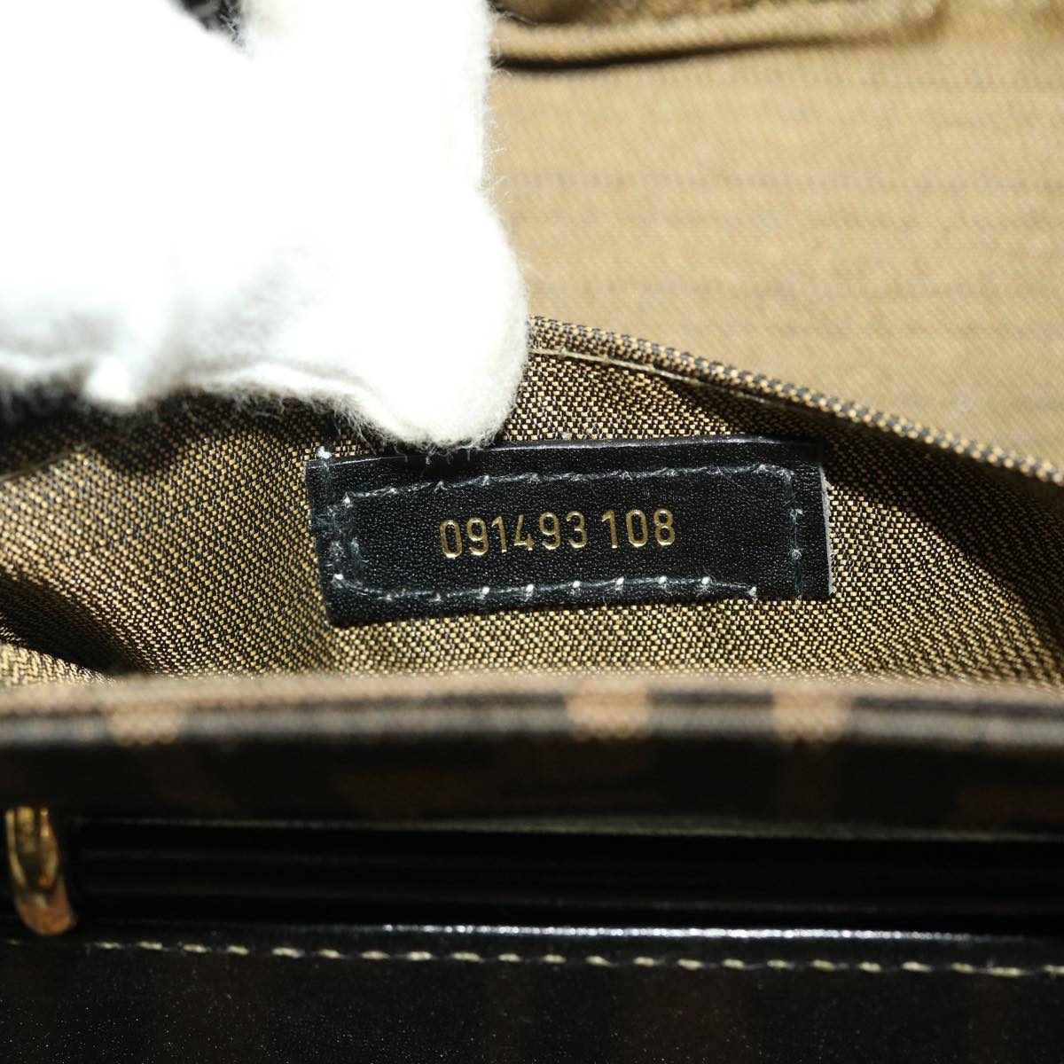FENDI Zucca Canvas Hand Bag Nylon 2way Brown Black am4252A