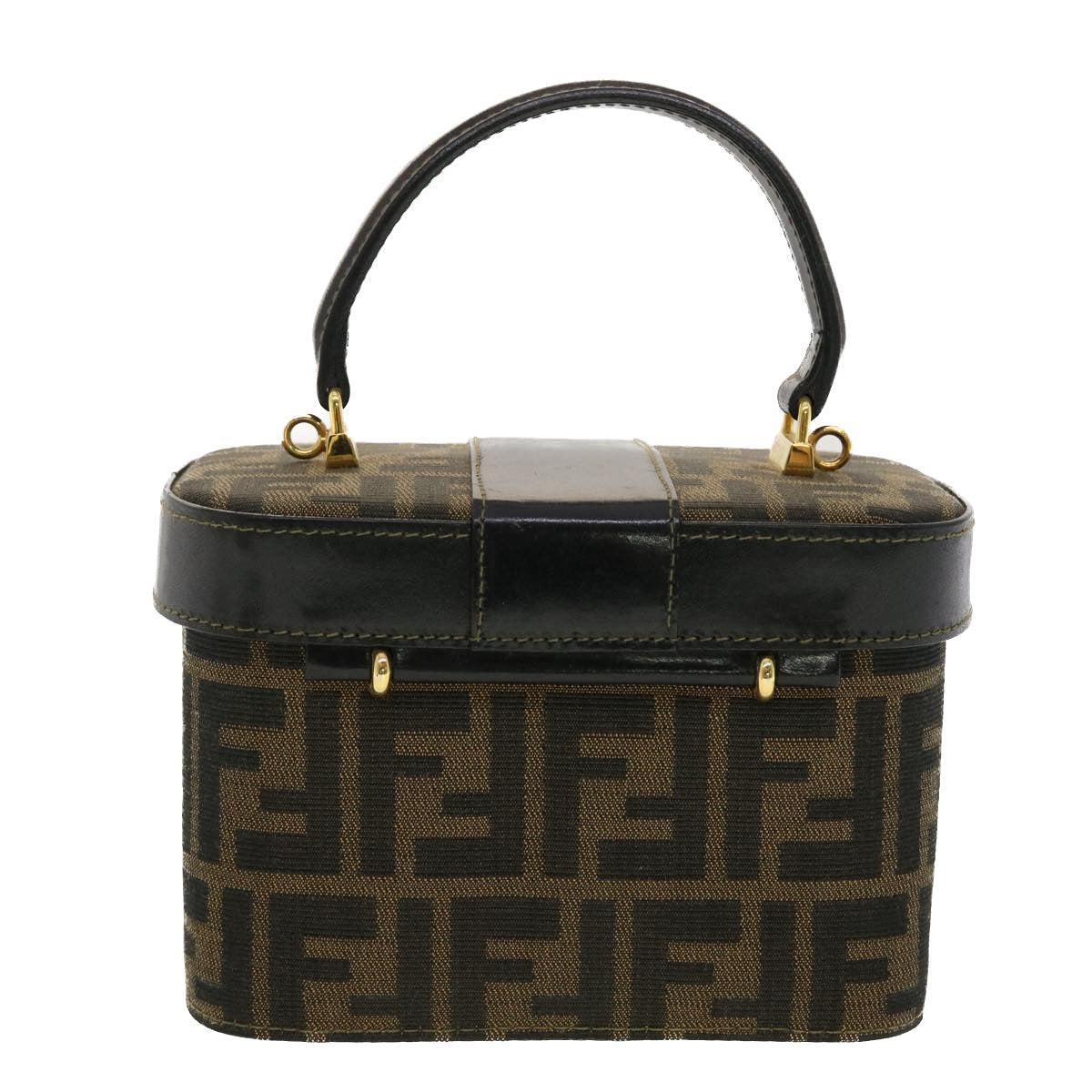 FENDI Zucca Canvas Hand Bag Nylon 2way Brown Black am4252