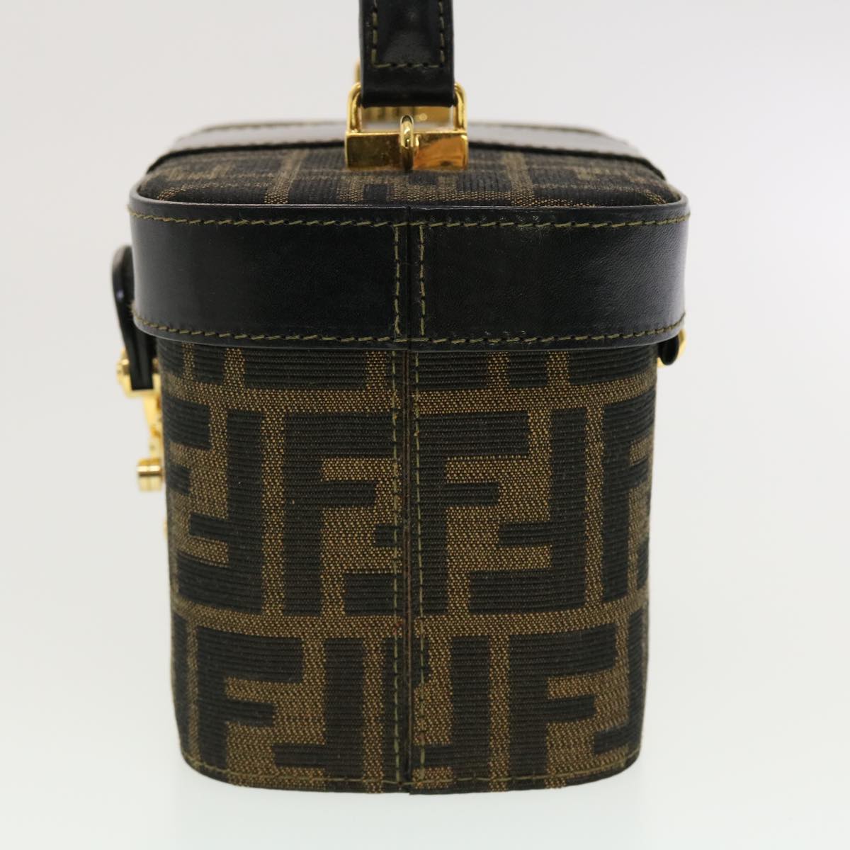 FENDI Zucca Canvas Hand Bag Nylon 2way Brown Black am4252A