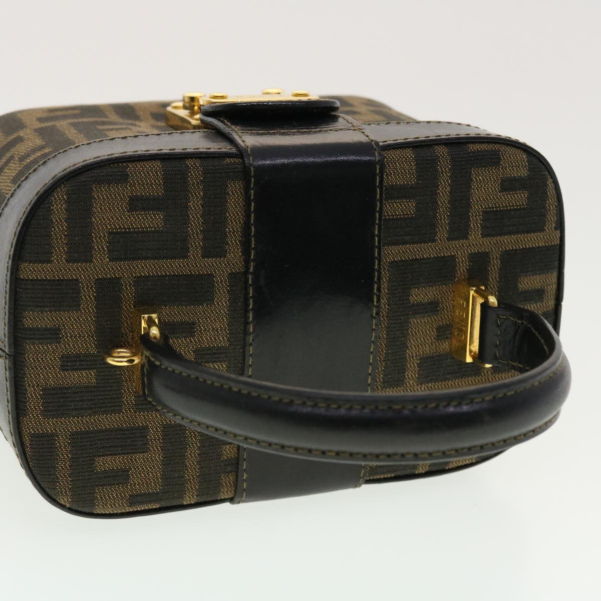FENDI Zucca Canvas Hand Bag Nylon 2way Brown Black am4252A