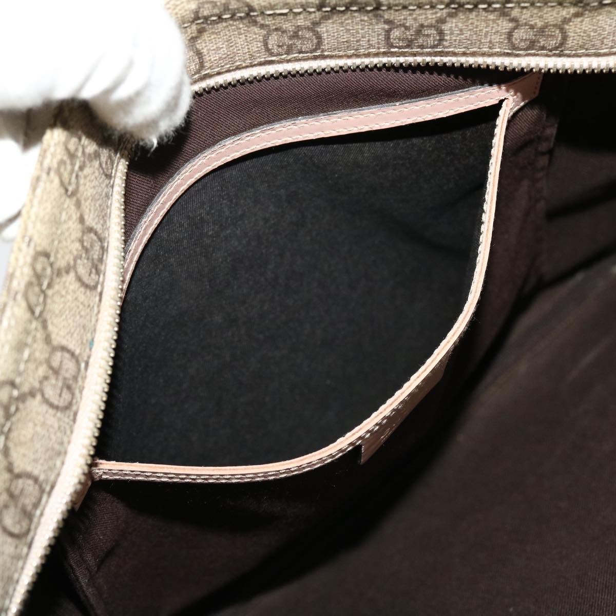 GUCCI GG Canvas Shoulder Bag PVC Leather Beige 201446 am4260